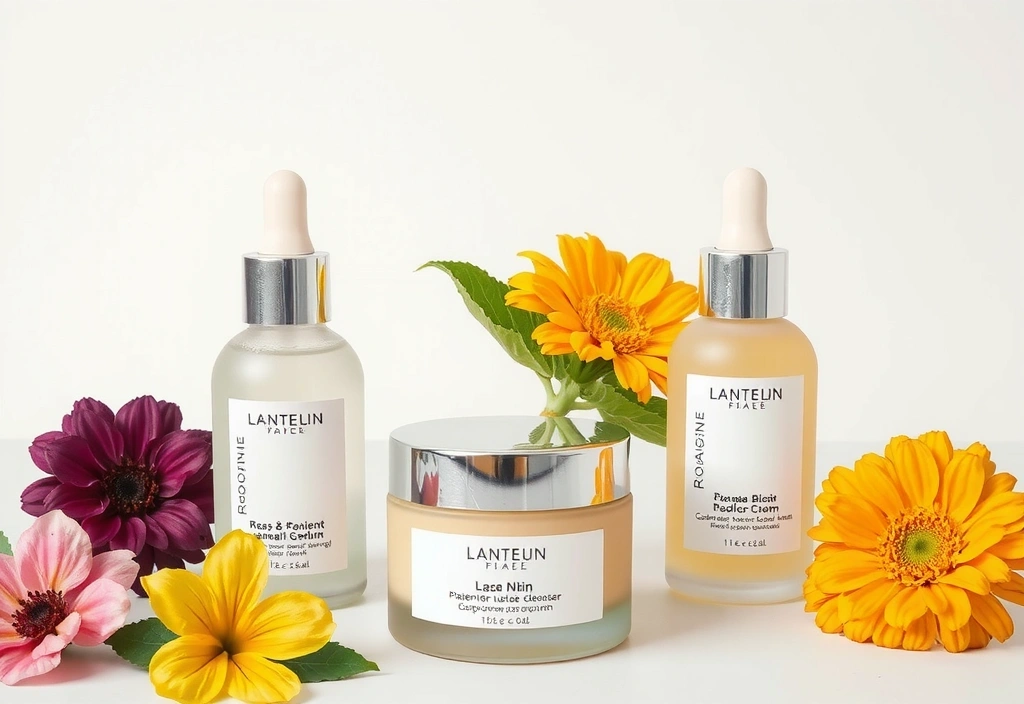 Luxury natural cosmetics with floral accents